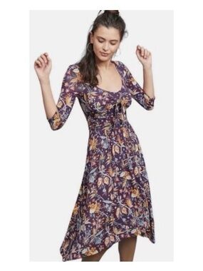 💜 Maeve by Anthropologie Purple Paisley Midi Dress 💜